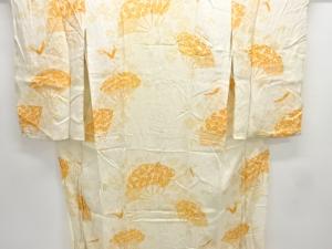 アンティーク　花扇にトンボ模様単衣長襦袢